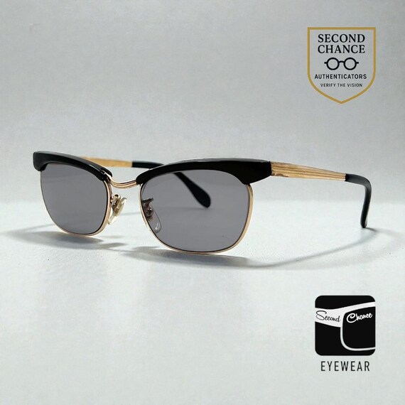 Vintage 1|5 12K Gold-filled Half-rim Sunglasses-new Grey  display picture 2
