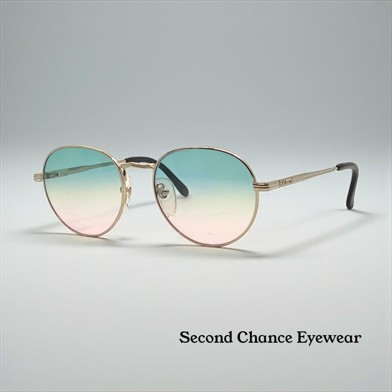 Vintage Half-Rim Metal Frame-w/BRAND NEW Berko’s Designs Custom Gradient Lenses Outray Vintage Retro Classic Half Frame Horn Rimmed Clear  main image 2