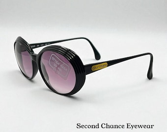 Gafas de sol redondas extragrandes Courrèges Paris S50 Bk 140 - Vintage/Sin usar - Lentes degradadas originales - Francia