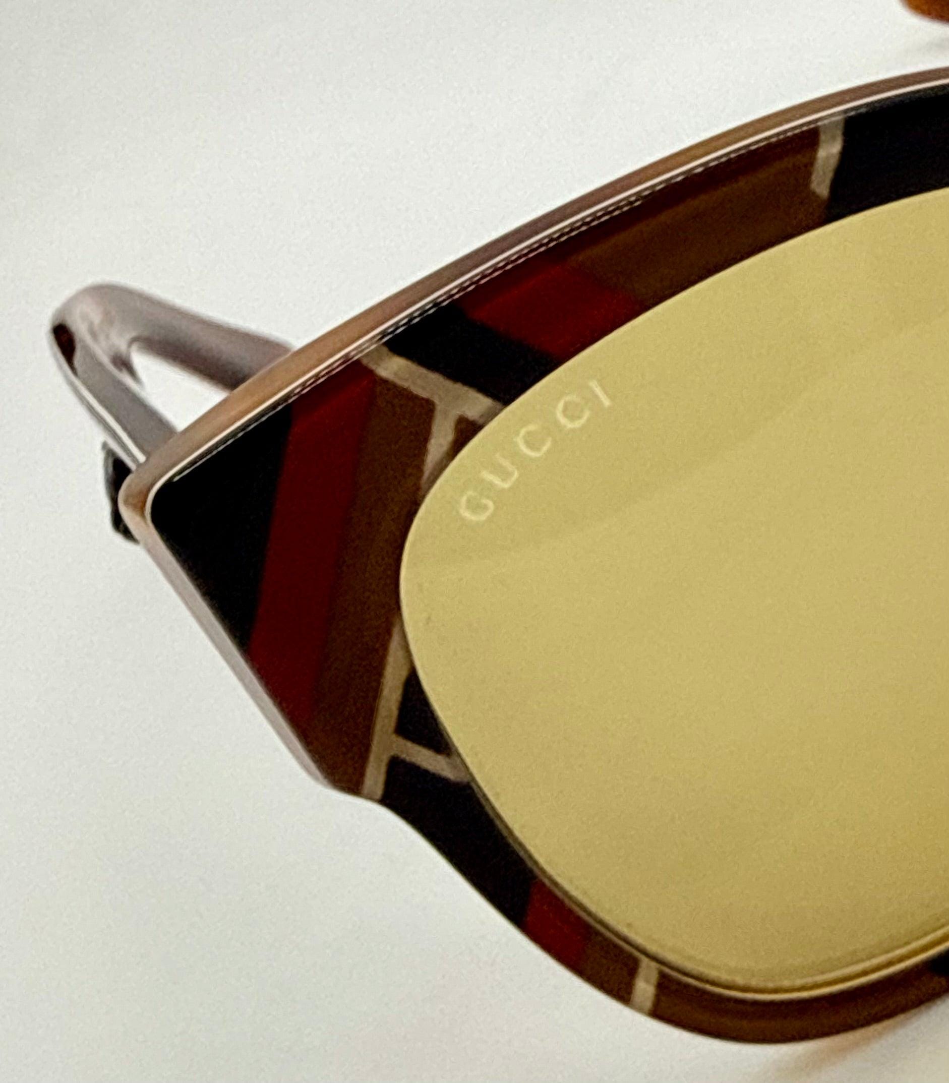 Gucci Gg0059s 003 Amber Tortoise Geometric Sunglasses W  display picture 1