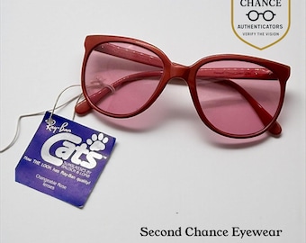 Ray-Ban Cats 1000 Red 1980S-B&L Changeable Rose Lenses-Vintage-France-Unworn