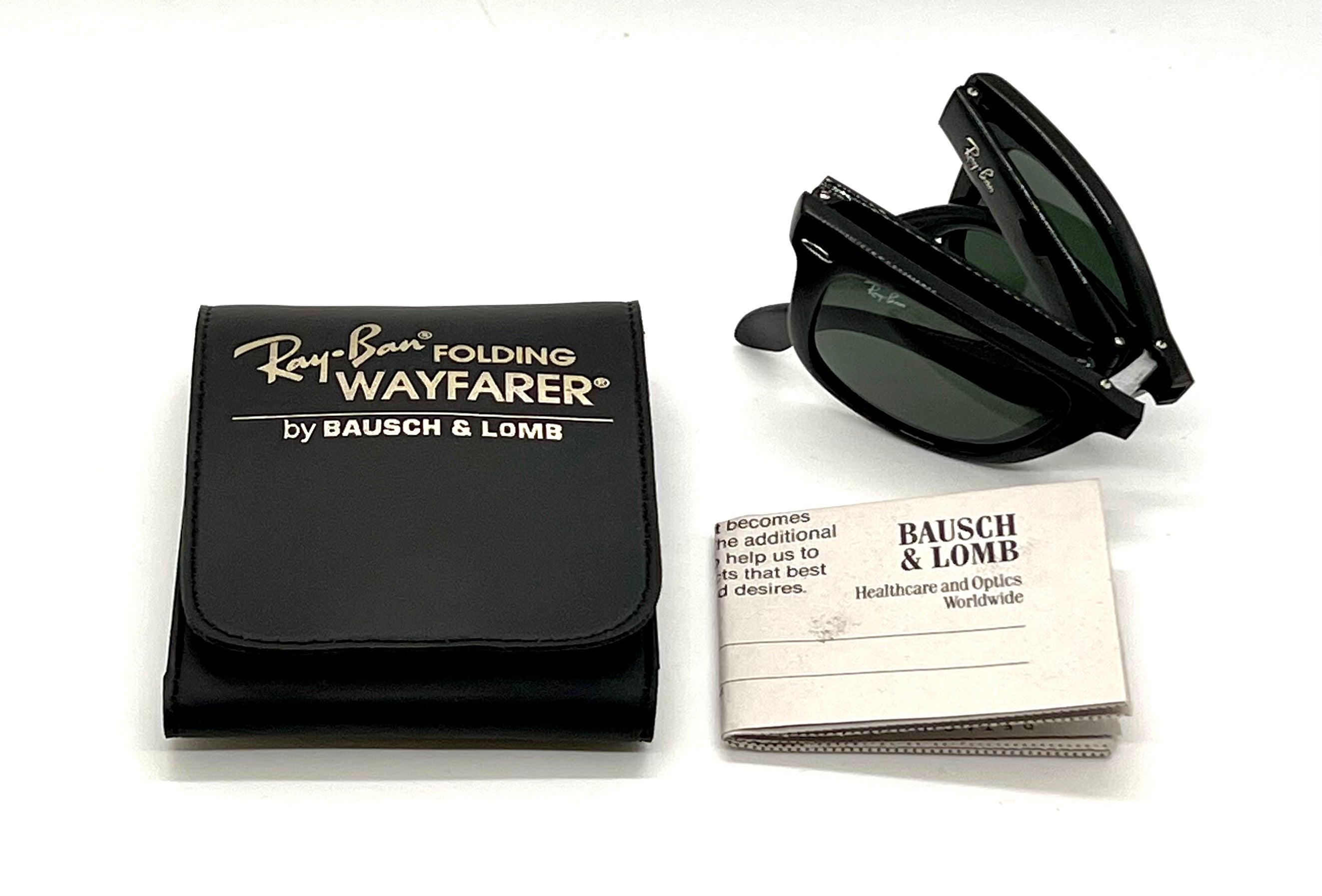 Ray-ban Folding Wayfarer Black G15 Unworn Full Kit B&L Case Rb4105