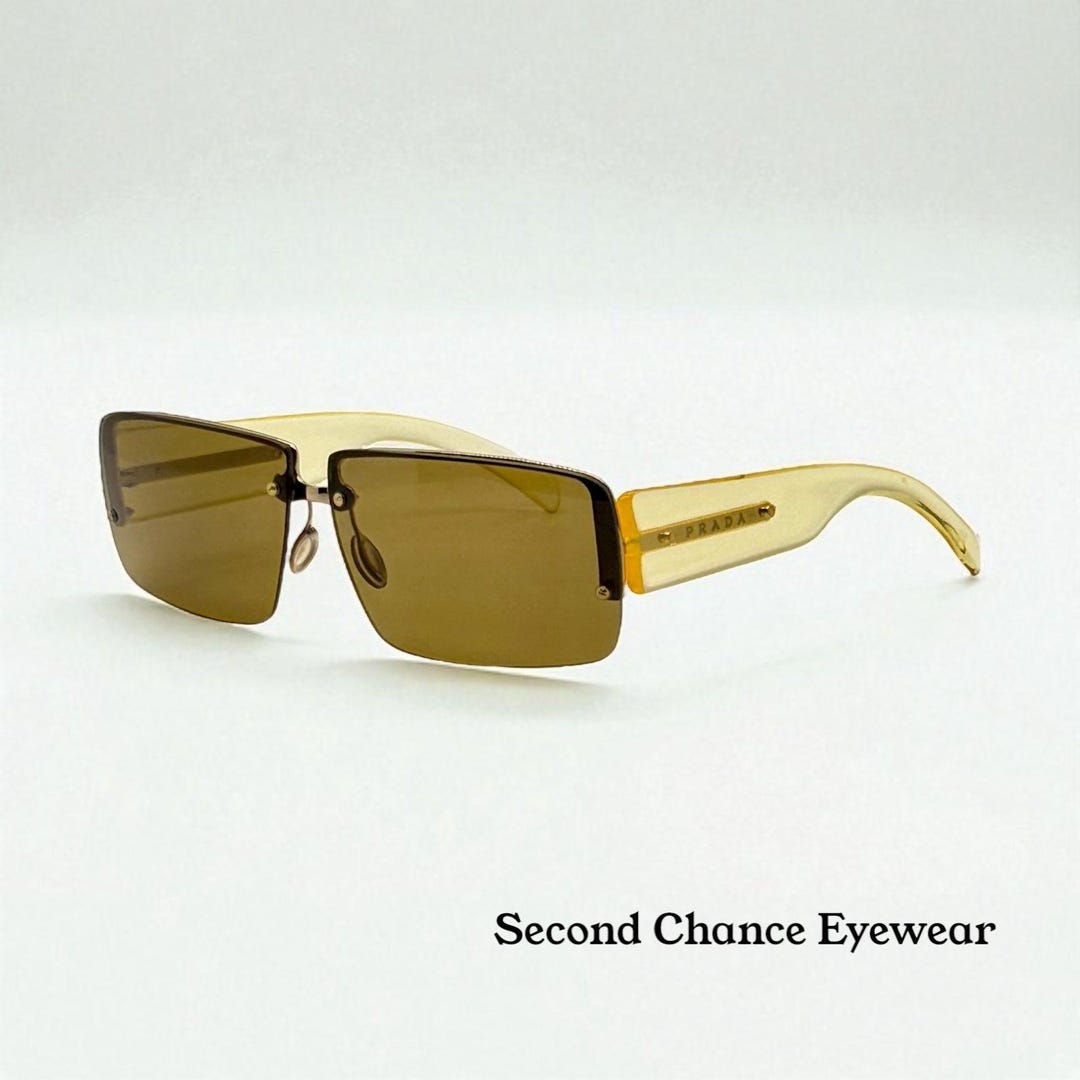 Prada Spr58b Rimless Vintage Shield Sunglasses Deadstock  display picture 3