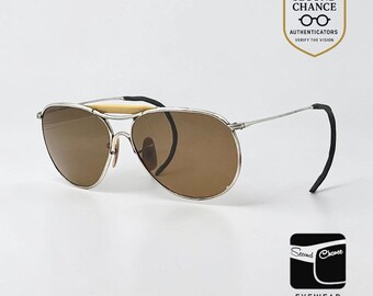 Vintage AQS Aquaswiss James Unisex Gold Pilot Sunglasses  display picture 2