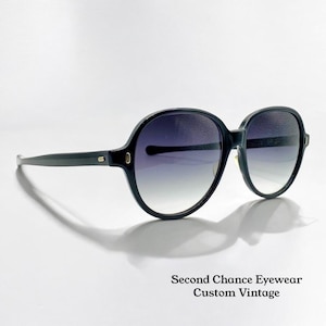 Vintage 1960S Sunmodes By Sro Rectangular Black Sunglasses W|New Grey Gradient Custom Lenses