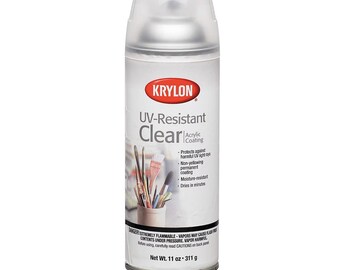 UV-Resistant Clear Gloss Coating Varnish Sealant; Krylon K01305 Gallery Series Artist and Clear Coatings Aerosol Spray, 11-Ounce