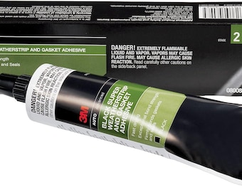 3M Black Super Weatherstrip Adhesive, 1 Tube; 08008, Fast Drying, Strong, Flexible Weatherstrip, Gasket Glue; Vinyl, Metal, Fabrics, Rubber