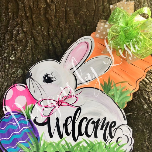 Easter Door Hanger Easter Bunny Door Hanger Easter Egg Door Etsy
