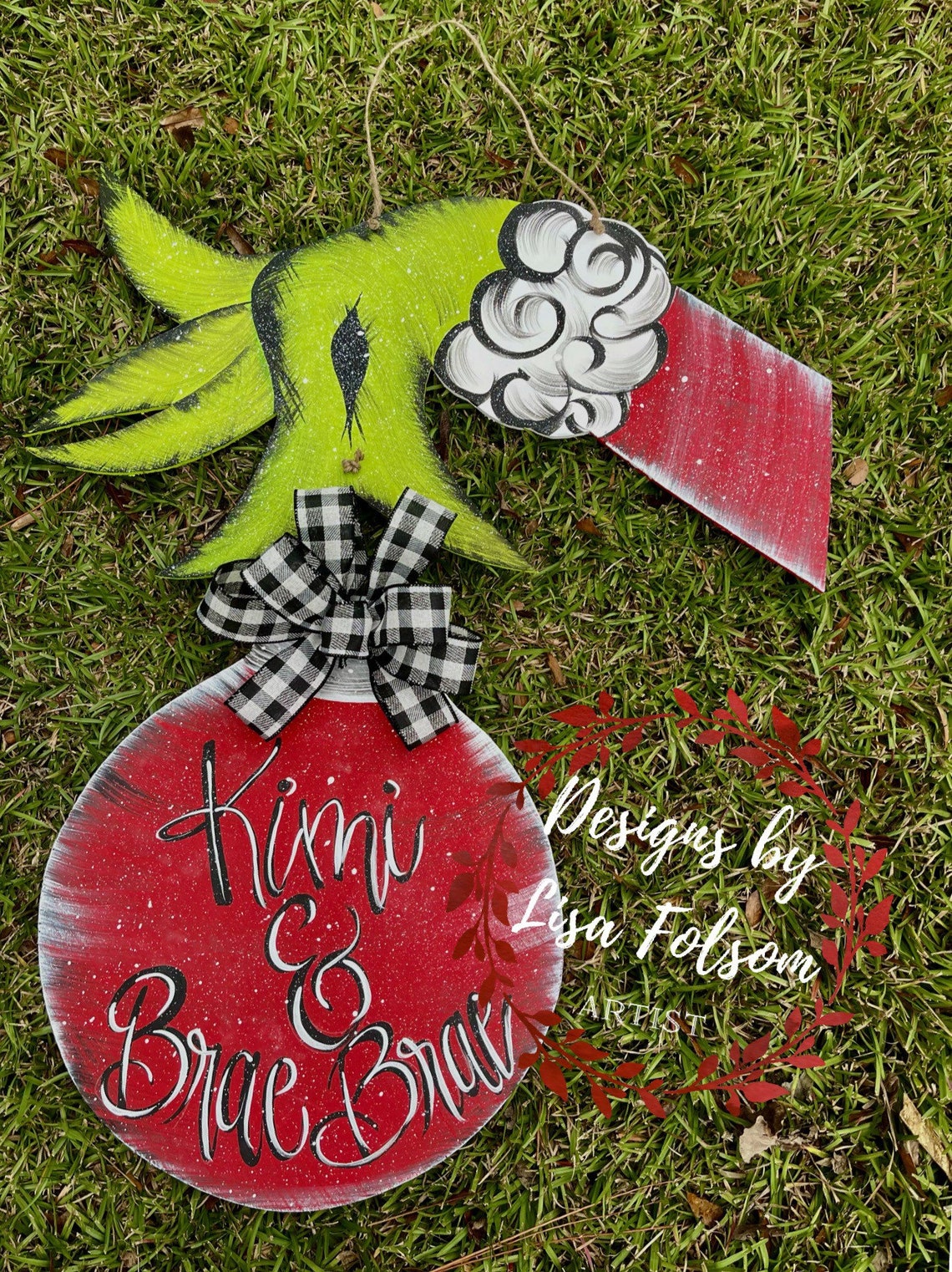 Grinch Hand Door Hanger Etsy