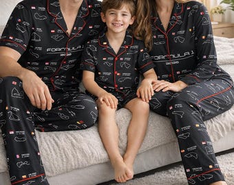 Formula One 2026 Calendar Formula Racing Season Satin Pajama Set matching for all age