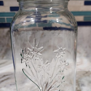 Quart Mason Jar w/ Embossed Flower Design