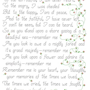 Remembr Me Counted Cross Stitch Pattern Digital Download