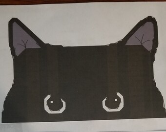 Peeking Black Cat counted Cross Stitch Pattern