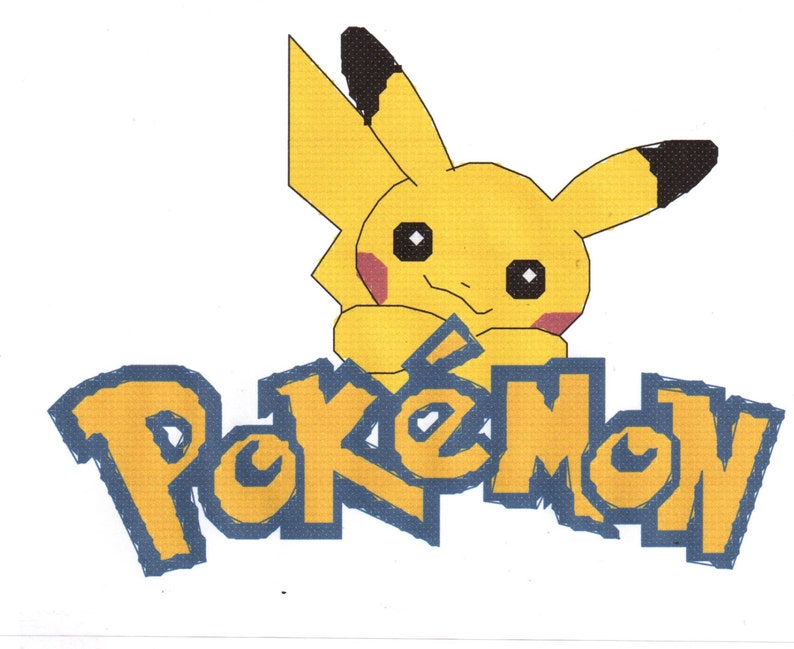 Pokemon Logo With Pikachu Counted Cross Stitch Pattern Etsy