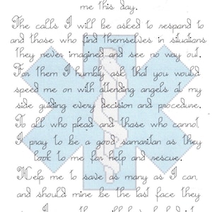Paramedic Prayer counted  Cross Stitch Pattern Instant Digital Download