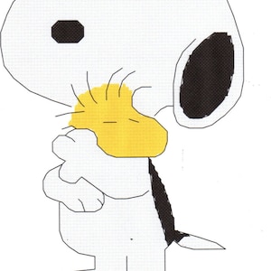 Snoppy Hugging Woodstock Cross Stitch Pattern
