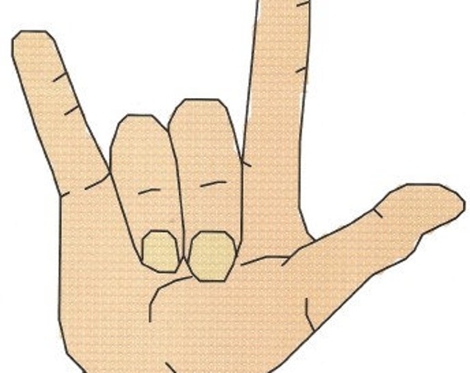 Sign Language Cross I Love You in Sign Language Cross Stitch Pattern Digital - Etsy