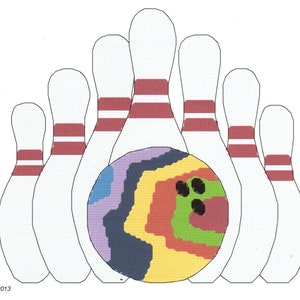 Bowling Ball and Bowling Pins  Cross Stitch Pattern Instant Digital Download