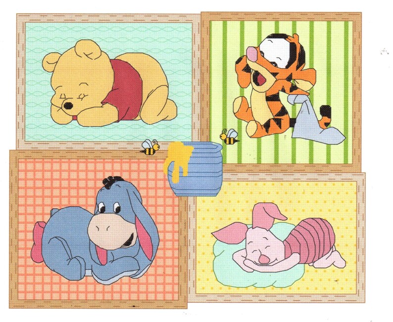 Baby Pooh Collage Cross Stitch Pattern Winnie the Pooh Digital Etsy