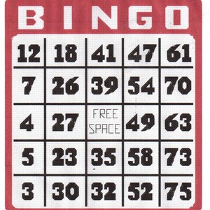 Karta Bingo i kule Bingo liczone Wzór haftu krzyżykowego Natychmiastowe pobieranie cyfrowe