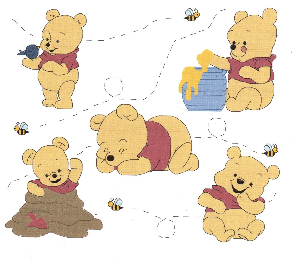 Baby Pooh Collage Cross Stitch Pattern Winnie the Pooh Etsy