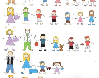 Customize your Family with Stick People counted Cross Stitch Pattern