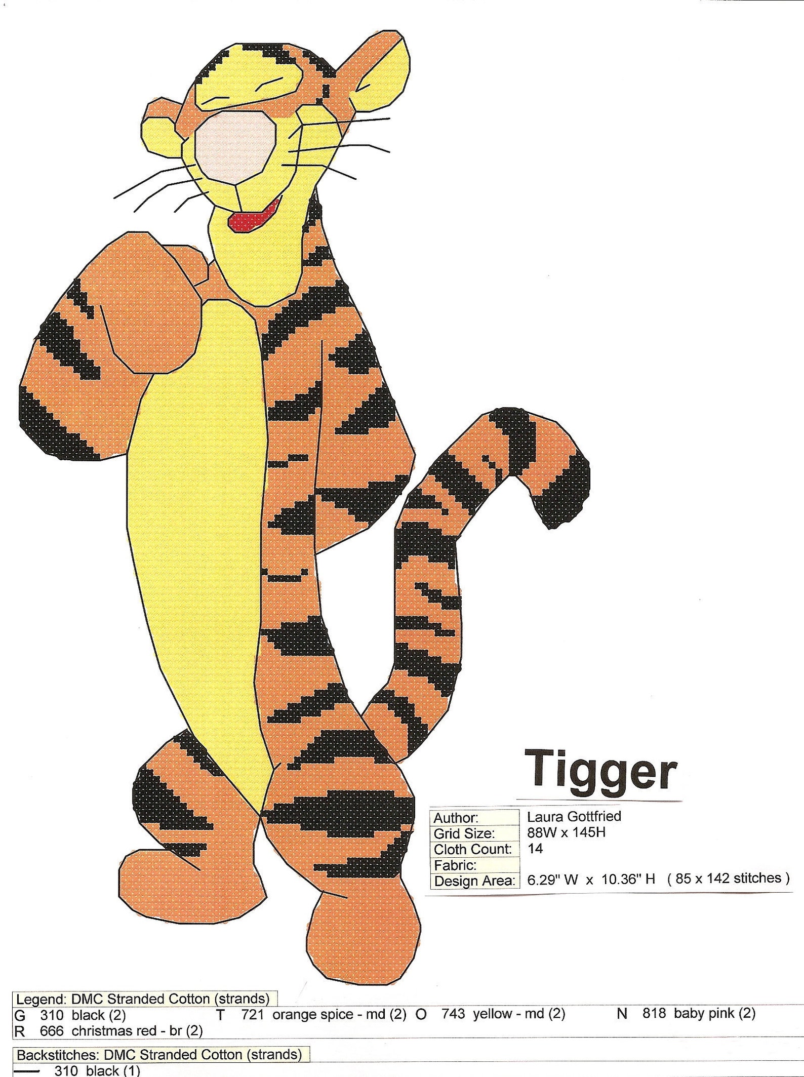 Tigger Counted Cross Stitch Pattern Etsy
