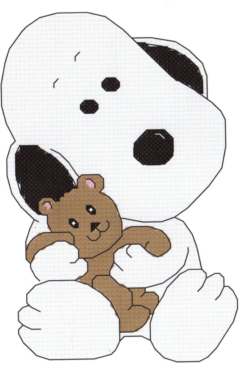 Snoopy with Teddy Bear Cross Stitch Pattern Baby Snoopy | Etsy