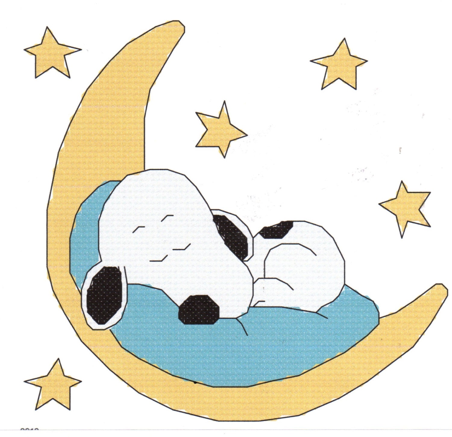 Baby Snoopy Sleeping on the Moon Cross Stitch Pattern Baby Snoopy Sleeping on the Moon Cross Stitch Pattern