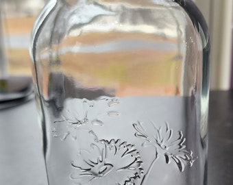 Quart Glass Mason Jar Flower  Design 32oz