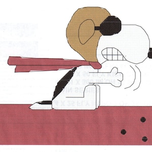 Snoopy Red Baron on Dog House Cross Stitch Pattern