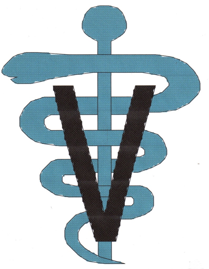 Veterinary Caduceus counted Cross Stitch Pattern Vet Logo image 1