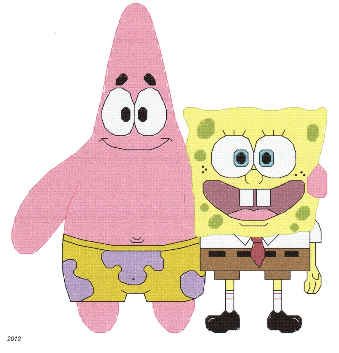 Spongebob Squarepants & Patrick Star Counted Cross Stitch Pattern