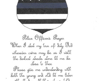 Police Officer Prayer Script counted  Cross Stitch Pattern