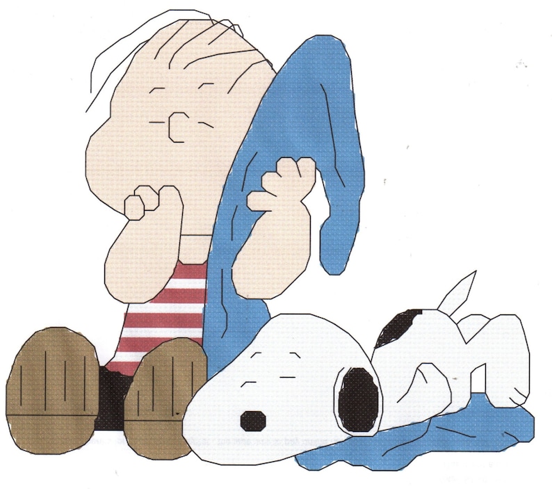 Linus & Snoopy Sleeping on Blanket Cross Stitch Pattern Etsy
