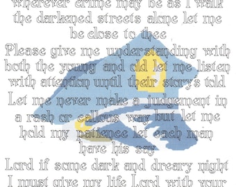 Police Officer Prayer counted  Cross Stitch Pattern