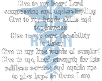 Registered Nurse&#39;s Prayer counted  Cross Stitch Pattern Nurse Instant Digital Download