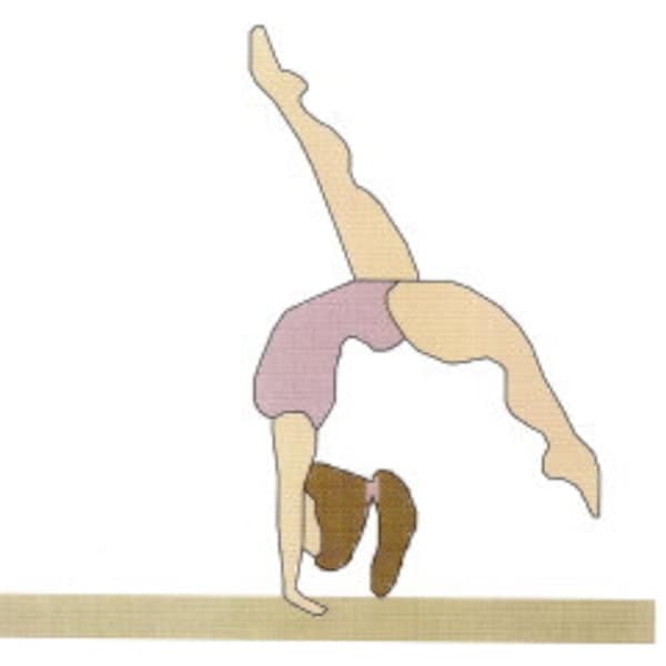 Gymnastic Balance Beam Girl  counted Cross Stitch Pattern Instant Digital Download