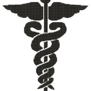 Medical MD Logo Cross Stitch Pattern Caduceus Digital Download
