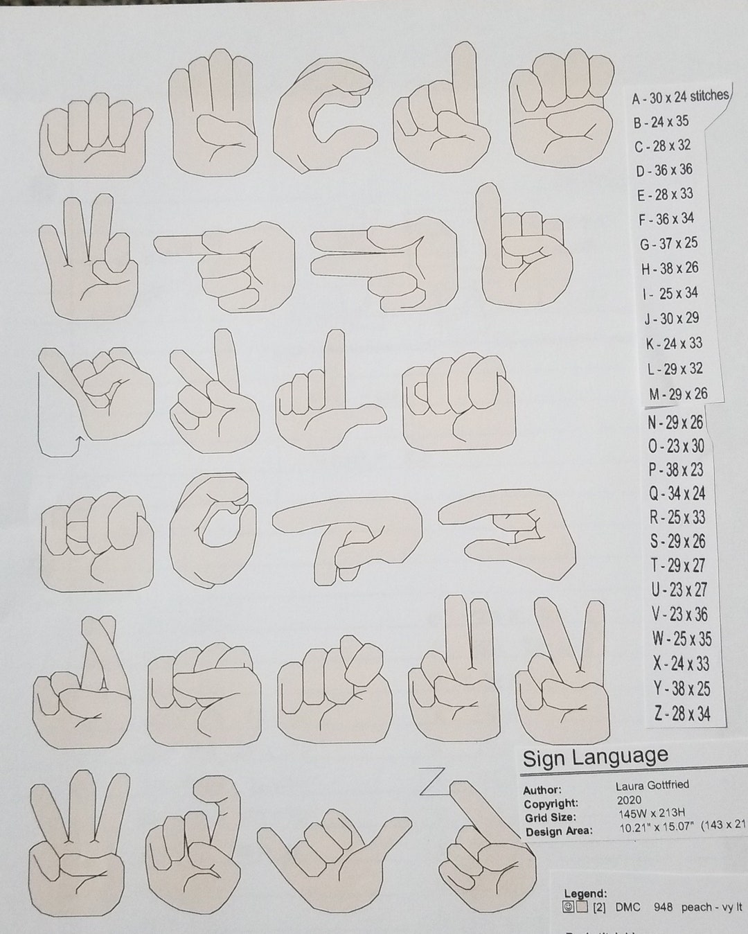 Sign Language Cross Sign Language Abc's Alphabet Cross Stitch Pattern - Etsy