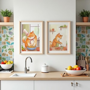 Cat Chef Print Set: Funny Kitchen Decor (Digital Download)