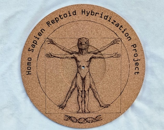 Human-Reptoid Hybrid--Turntable platter mat, slip mat.