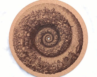 Spiral City--Turntable platter mat, slip mat.