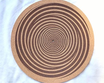 Triple Hypnosis Spiral --Turntable platter mat, slip mat.