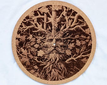 Green Man of the Woods--Turntable platter mat, slip mat.
