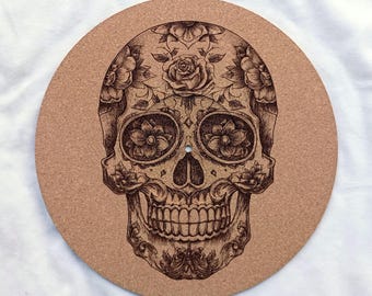 Sugar Skull 2--Turntable platter mat, slip mat.