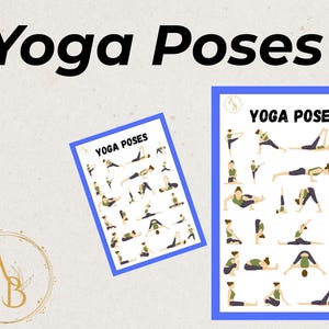 Digitale download yogahoudingen | Afdrukbare yogagids voor beginners | Mindfullness zelfzorg | Meditatie- en fitnessposter