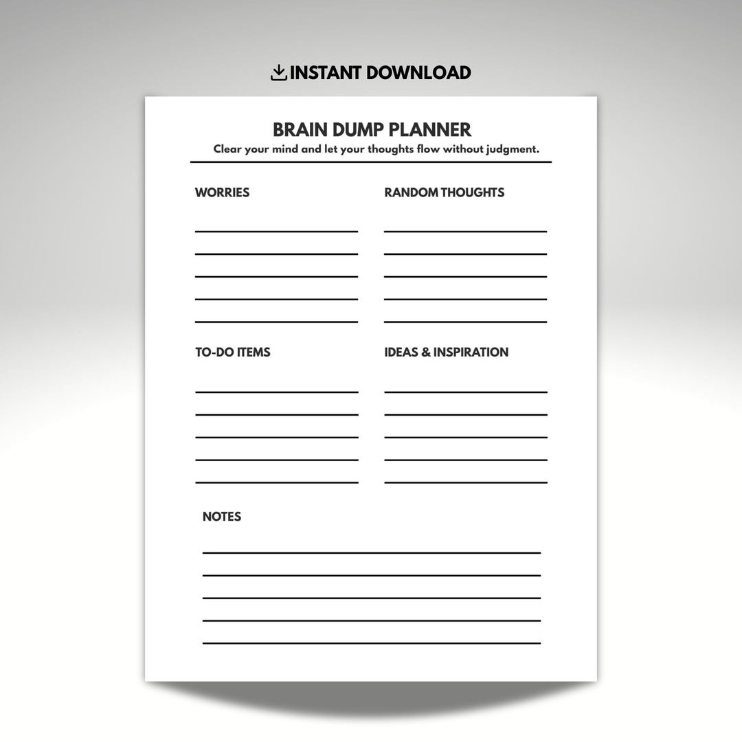 Brain Dump Planner Printable, Mind Dump Worksheet, ADHD Brain Dump ...