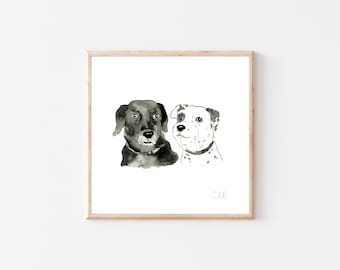 Custom Pet Portrait, watercolor, custom illustration, Personalized Animal Art, Minimalist Pet Wall Art Gift, pet lover gift
