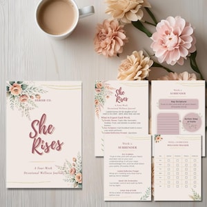 She Rises | Faith-Based Printable Journal for Women | Spiritual Growth, Wellness, Gratitude & Healing | Instant Download PDF